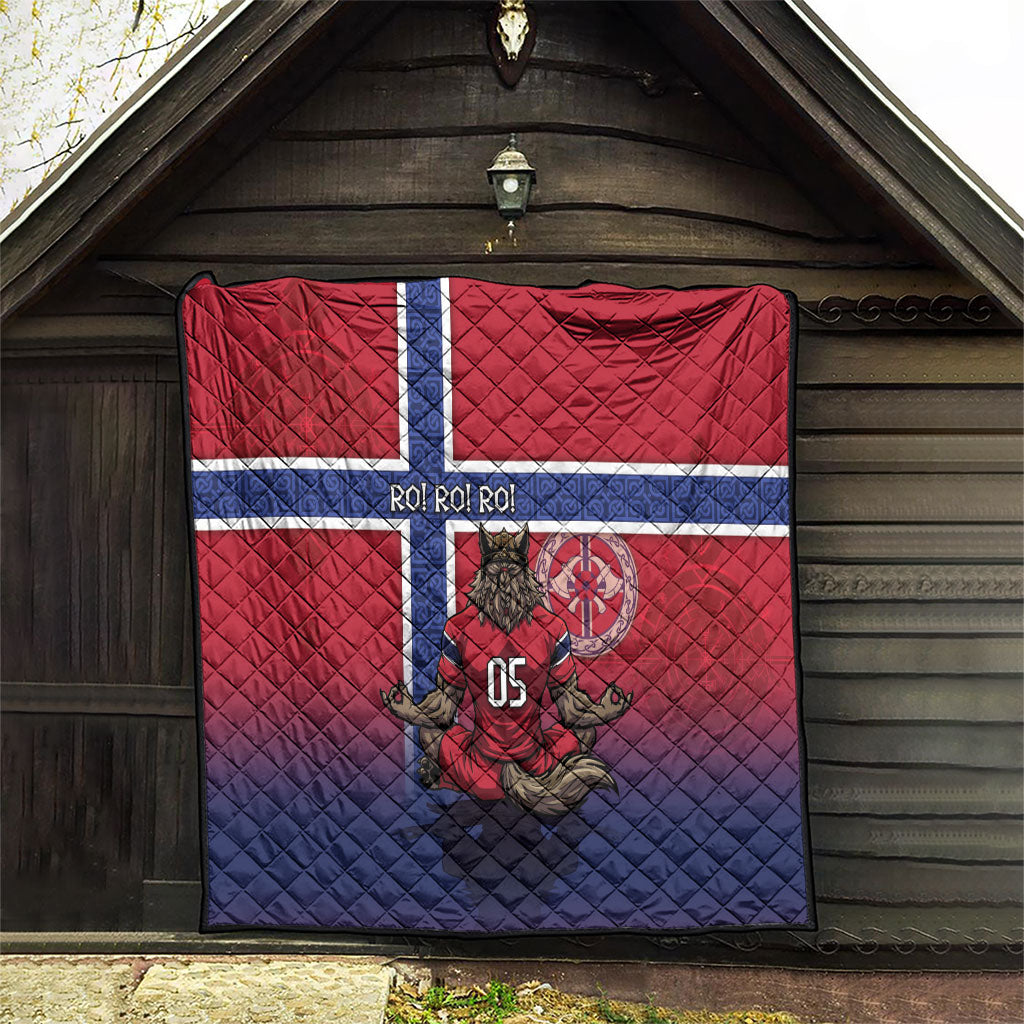 Custom Norway Football Quilt Ro Ro Meditating Viking Wolf