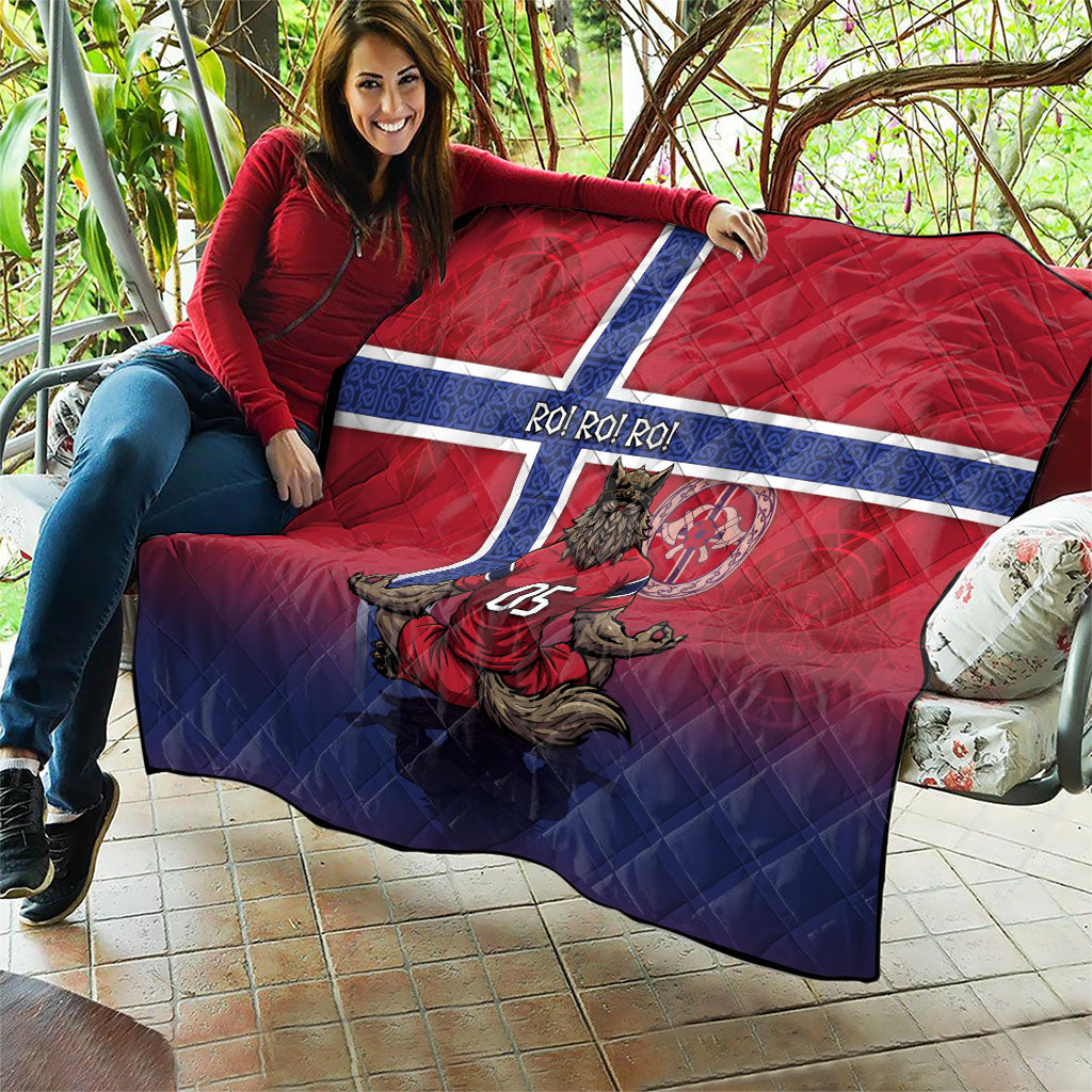 Custom Norway Football Quilt Ro Ro Meditating Viking Wolf