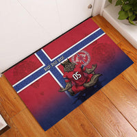 Custom Norway Football Rubber Doormat Ro Ro Meditating Viking Wolf