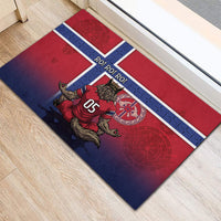 Custom Norway Football Rubber Doormat Ro Ro Meditating Viking Wolf