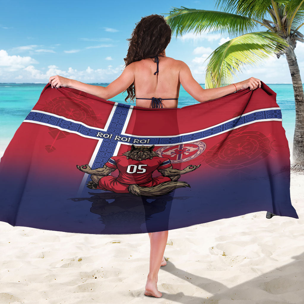 Custom Norway Football Sarong Ro Ro Meditating Viking Wolf