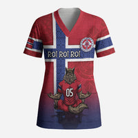 Custom Norway Football Scrub Top Ro Ro Meditating Viking Wolf