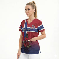 Custom Norway Football Scrub Top Ro Ro Meditating Viking Wolf