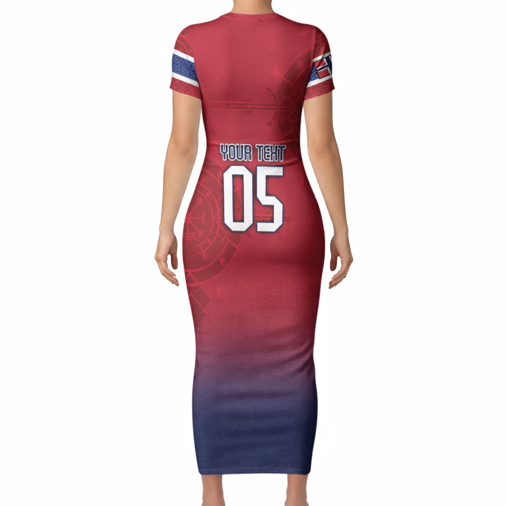 Custom Norway Football Short Sleeve Bodycon Dress Ro Ro Meditating Viking Wolf