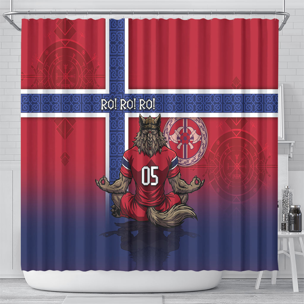 Custom Norway Football Shower Curtain Ro Ro Meditating Viking Wolf