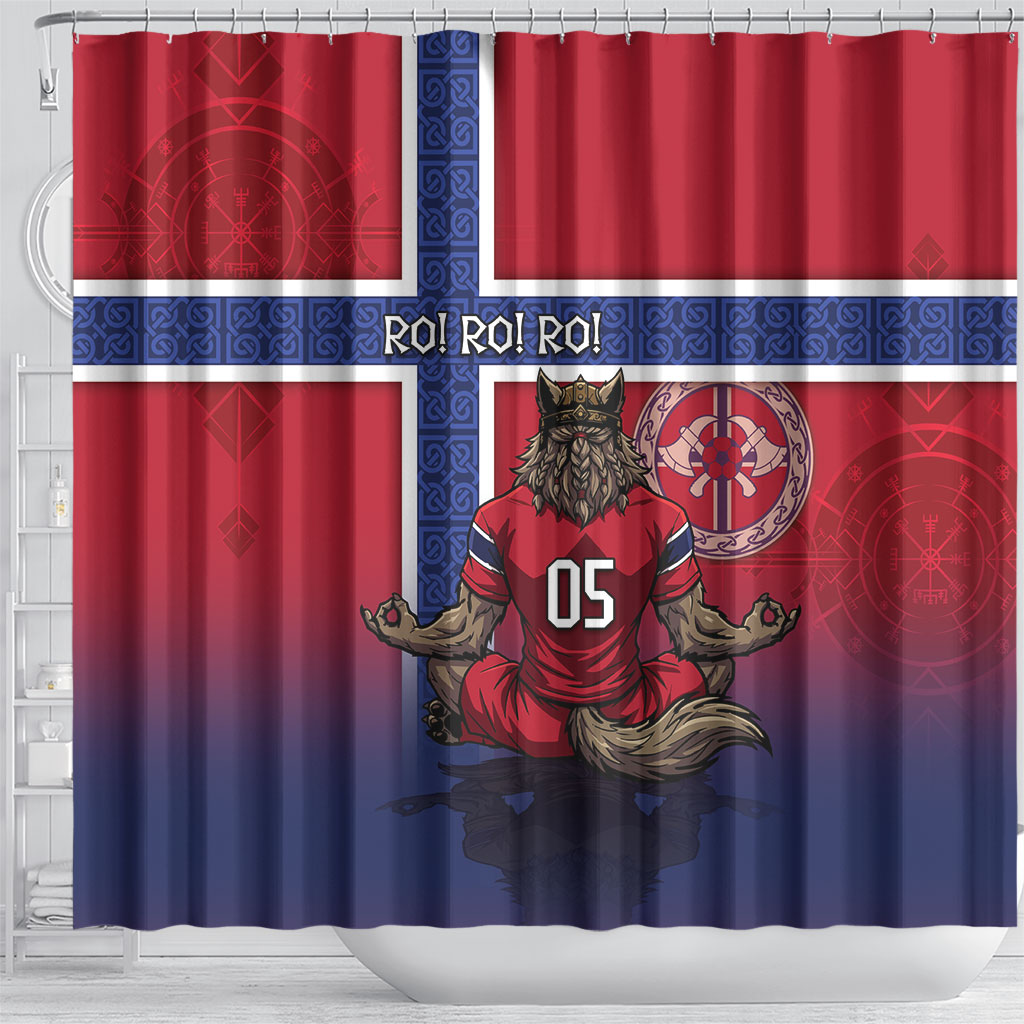 Custom Norway Football Shower Curtain Ro Ro Meditating Viking Wolf
