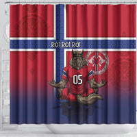 Custom Norway Football Shower Curtain Ro Ro Meditating Viking Wolf