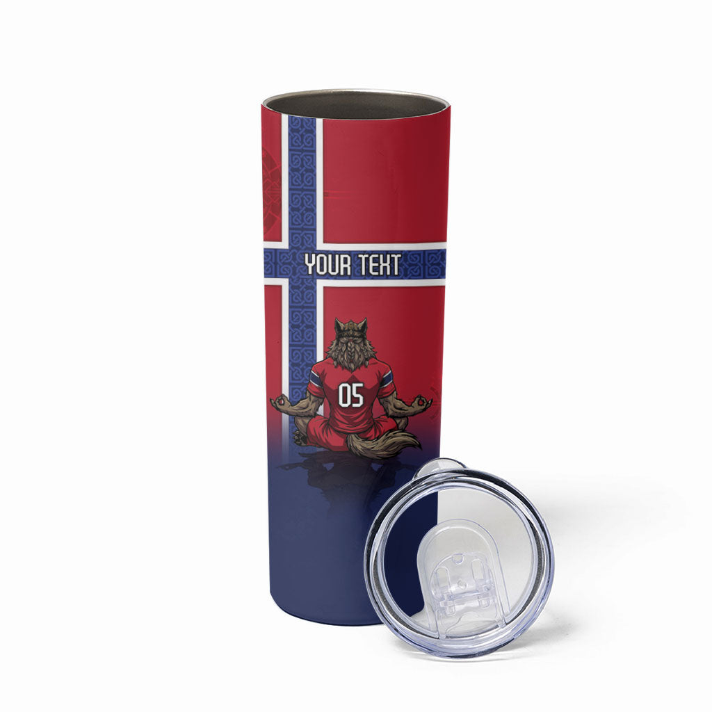 Custom Norway Football Skinny Tumbler Ro Ro Meditating Viking Wolf