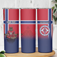 Custom Norway Football Skinny Tumbler Ro Ro Meditating Viking Wolf