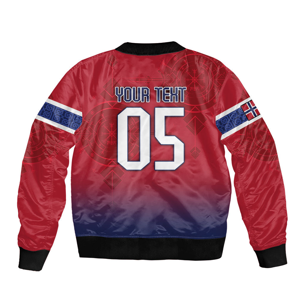 Custom Norway Football Sleeve Zip Bomber Jacket Ro Ro Meditating Viking Wolf