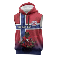 Custom Norway Football Sleeveless Hoodie Ro Ro Meditating Viking Wolf