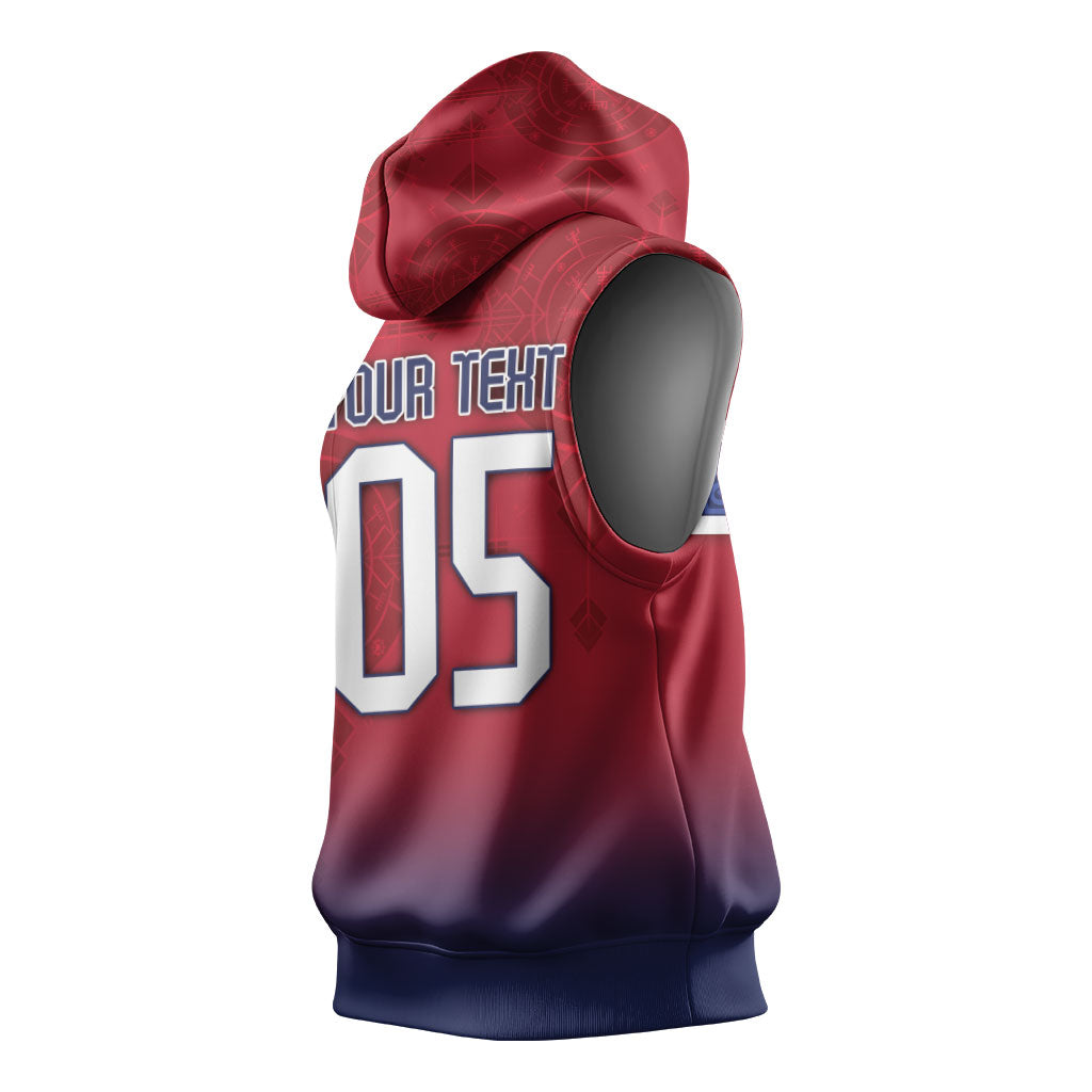 Custom Norway Football Sleeveless Hoodie Ro Ro Meditating Viking Wolf
