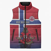 Custom Norway Football Sleeveless Puffer Jacket Ro Ro Meditating Viking Wolf