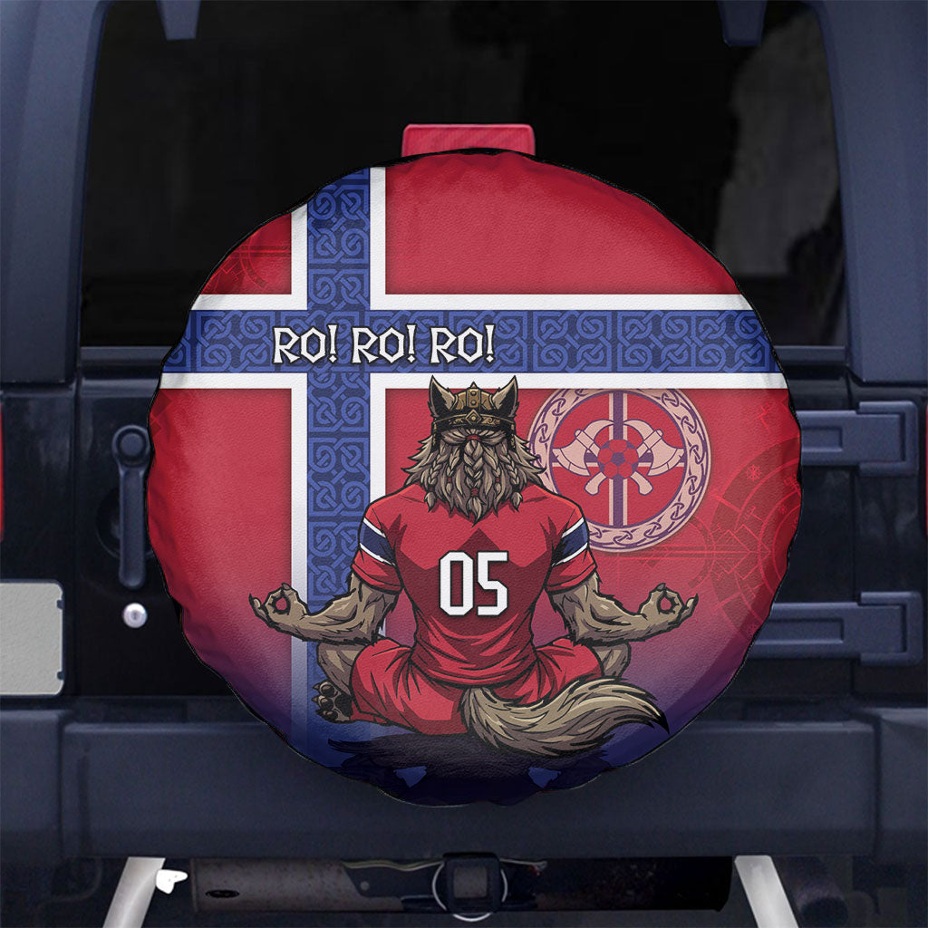 Custom Norway Football Spare Tire Cover Ro Ro Meditating Viking Wolf