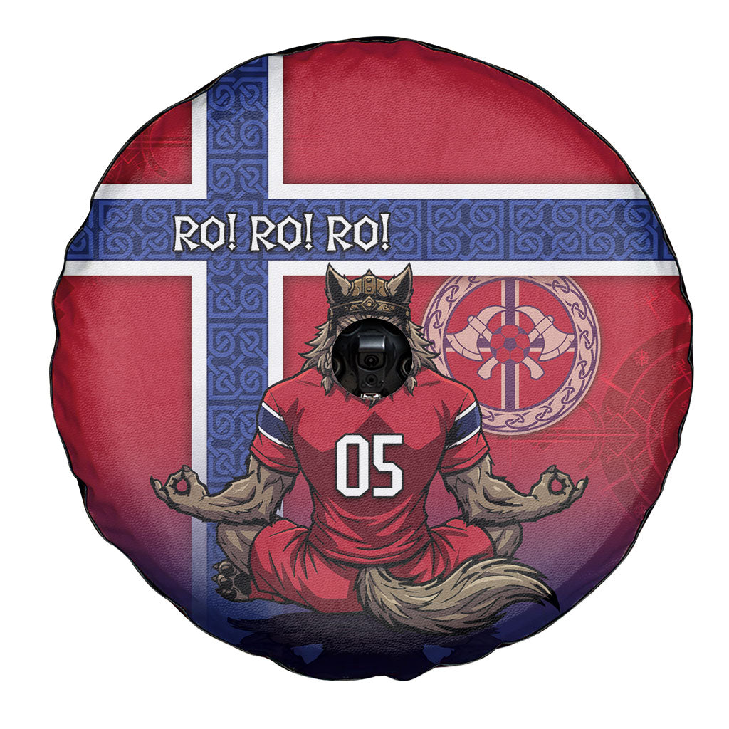 Custom Norway Football Spare Tire Cover Ro Ro Meditating Viking Wolf