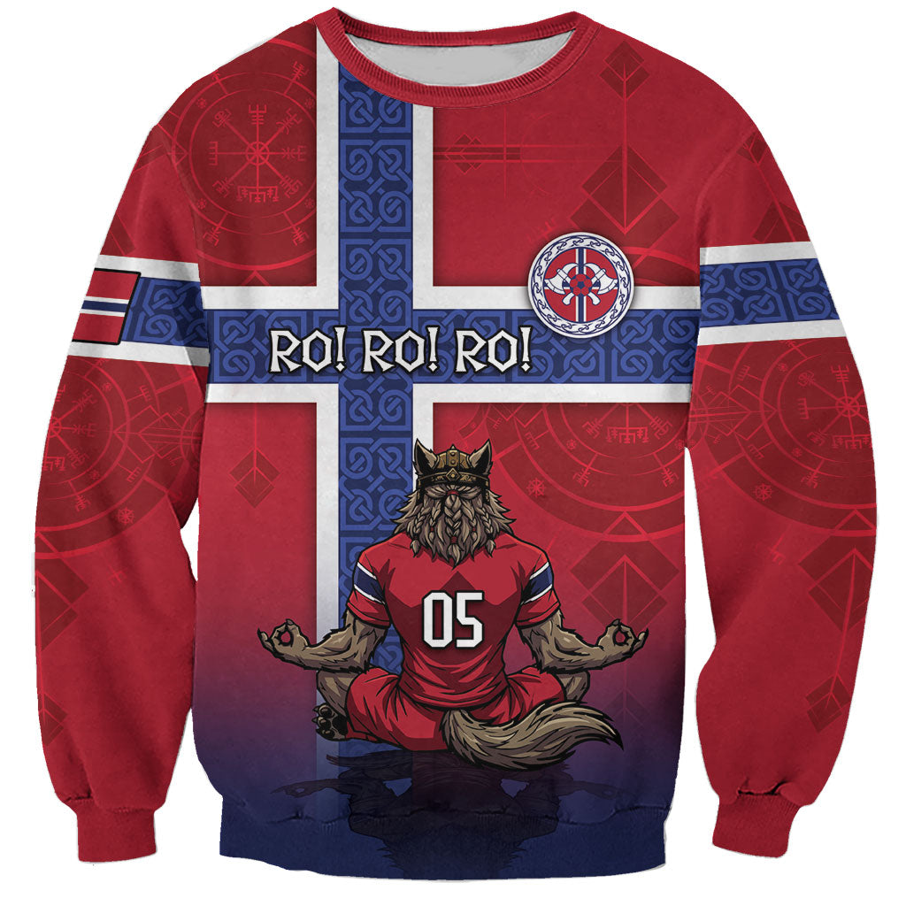 Custom Norway Football Sweatshirt Ro Ro Meditating Viking Wolf