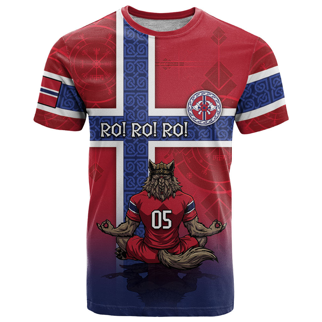 Custom Norway Football T Shirt Ro Ro Meditating Viking Wolf