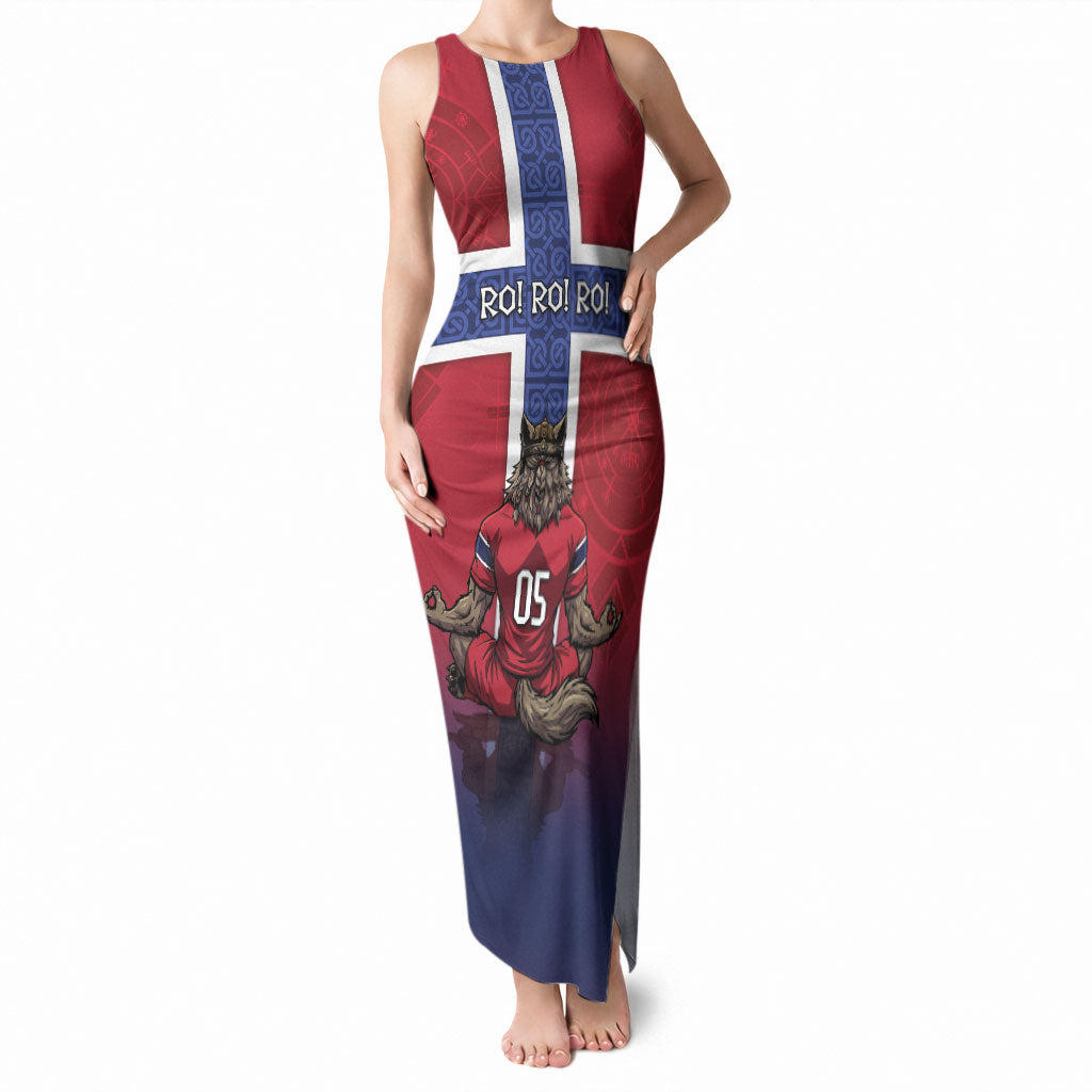 Custom Norway Football Tank Maxi Dress Ro Ro Meditating Viking Wolf