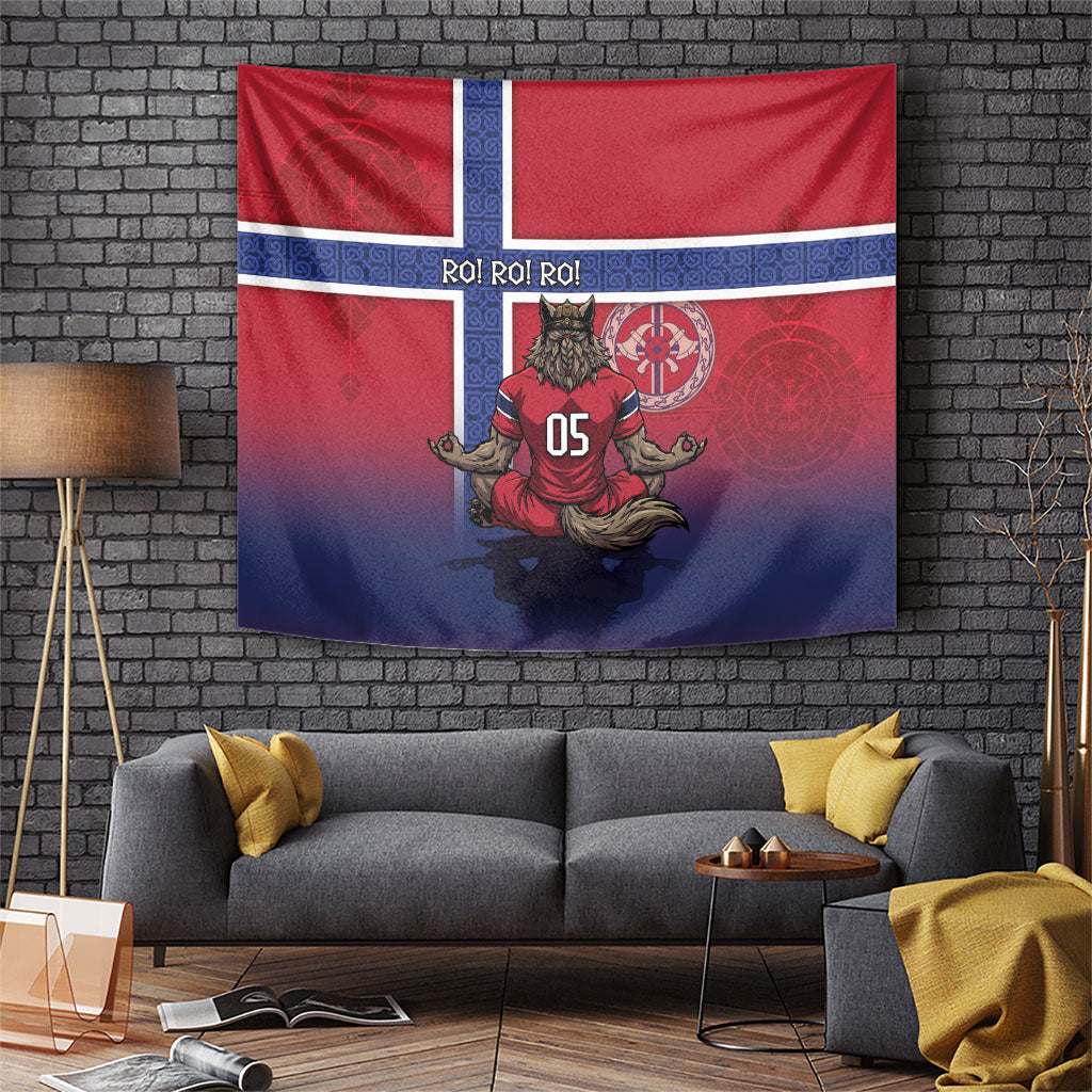 Custom Norway Football Tapestry Ro Ro Meditating Viking Wolf