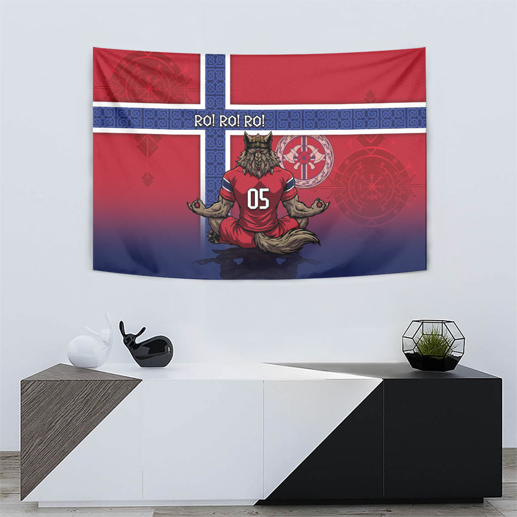 Custom Norway Football Tapestry Ro Ro Meditating Viking Wolf
