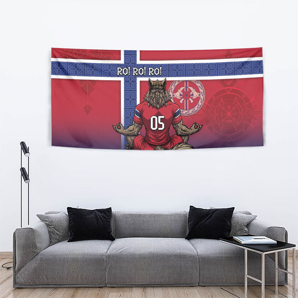 Custom Norway Football Tapestry Ro Ro Meditating Viking Wolf
