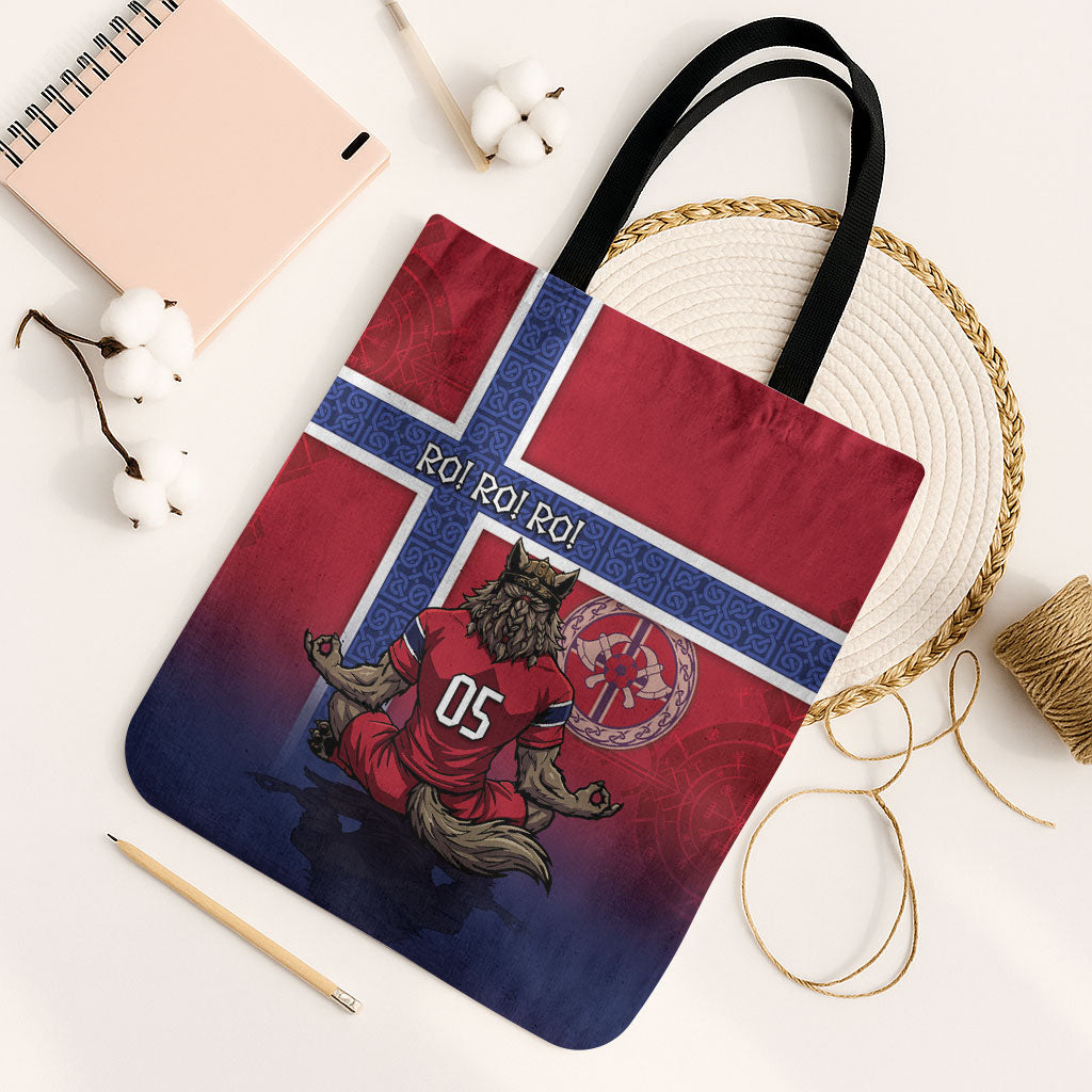 Custom Norway Football Tote Bag Ro Ro Meditating Viking Wolf