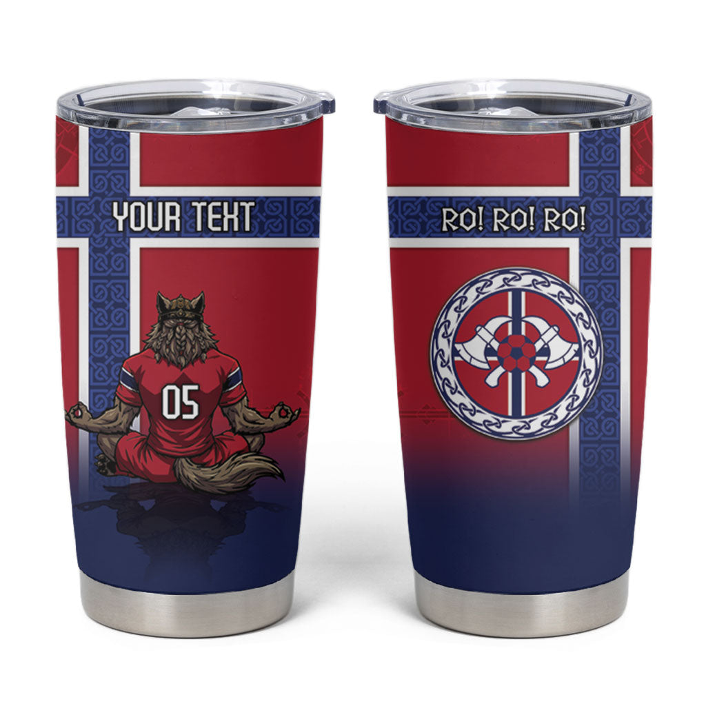 Custom Norway Football Tumbler Cup Ro Ro Meditating Viking Wolf