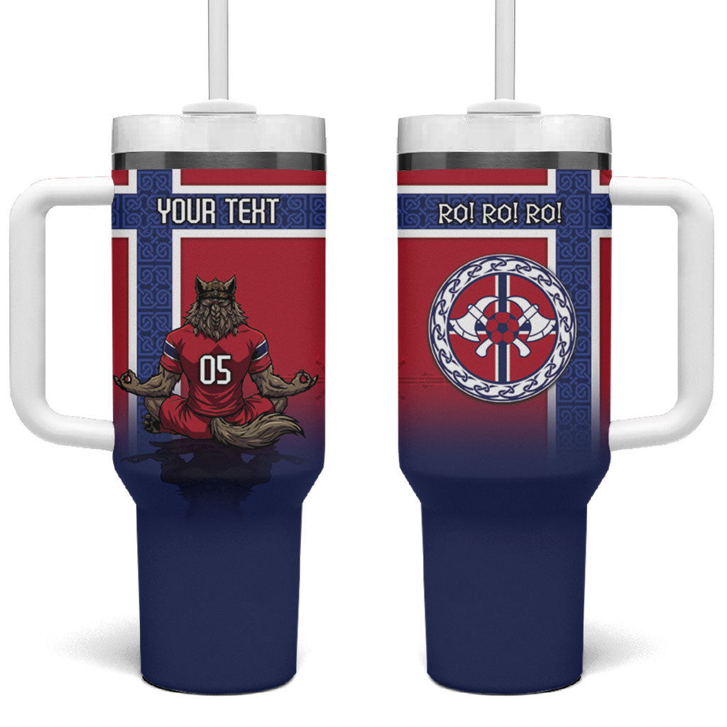 Custom Norway Football Tumbler With Handle Ro Ro Meditating Viking Wolf