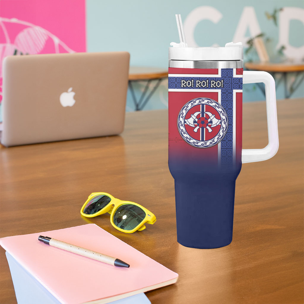 Custom Norway Football Tumbler With Handle Ro Ro Meditating Viking Wolf
