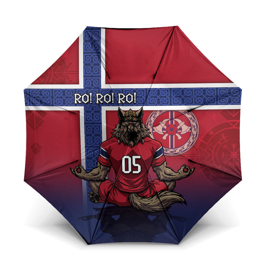 Custom Norway Football Umbrella Ro Ro Meditating Viking Wolf