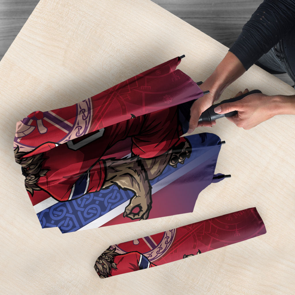 Custom Norway Football Umbrella Ro Ro Meditating Viking Wolf