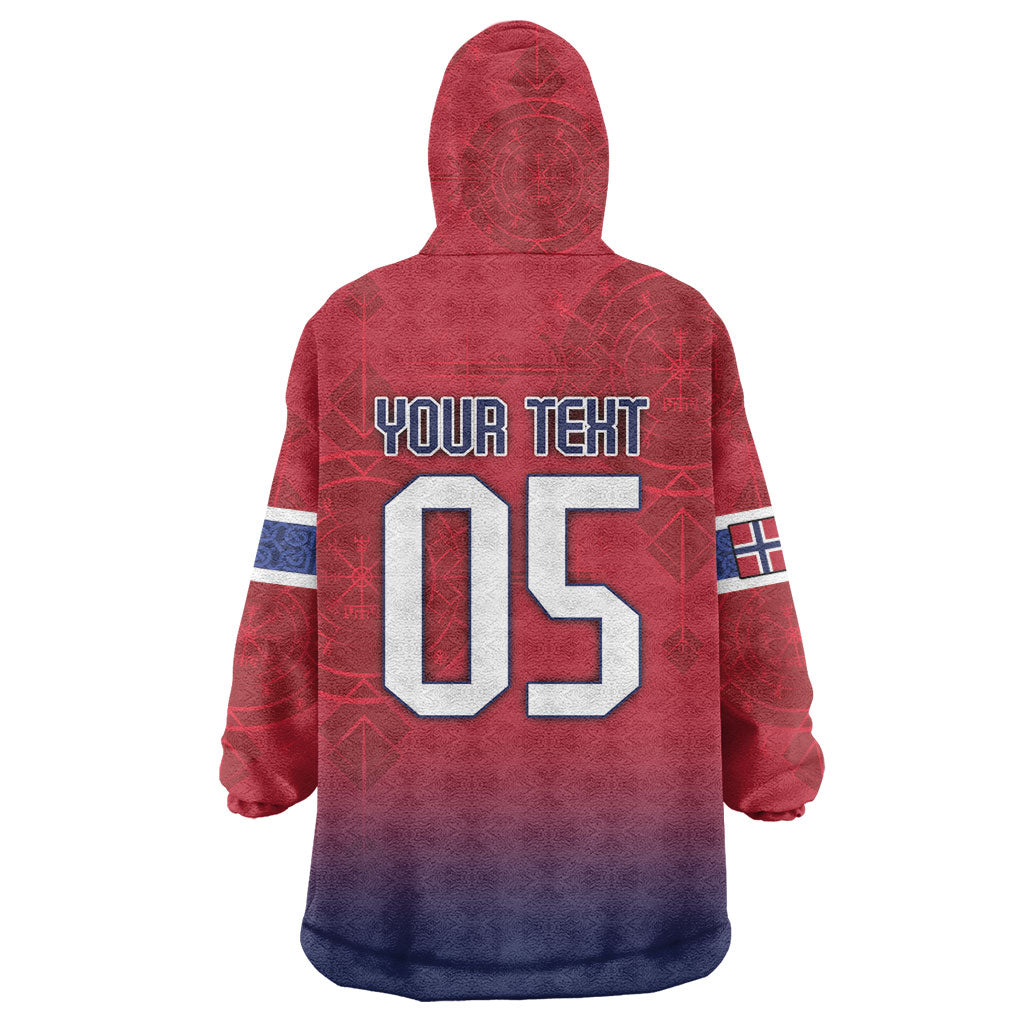 Custom Norway Football Wearable Blanket Hoodie Ro Ro Meditating Viking Wolf