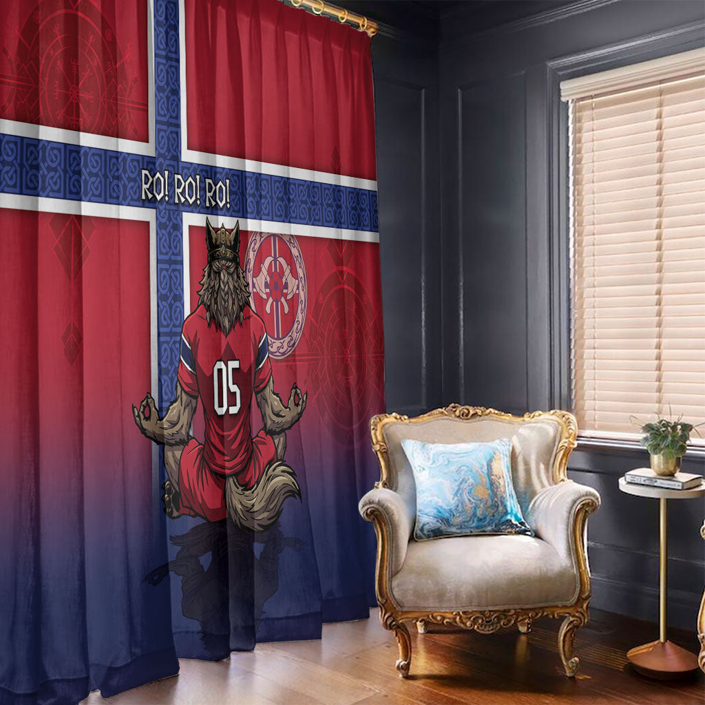 Custom Norway Football Window Curtain Ro Ro Meditating Viking Wolf