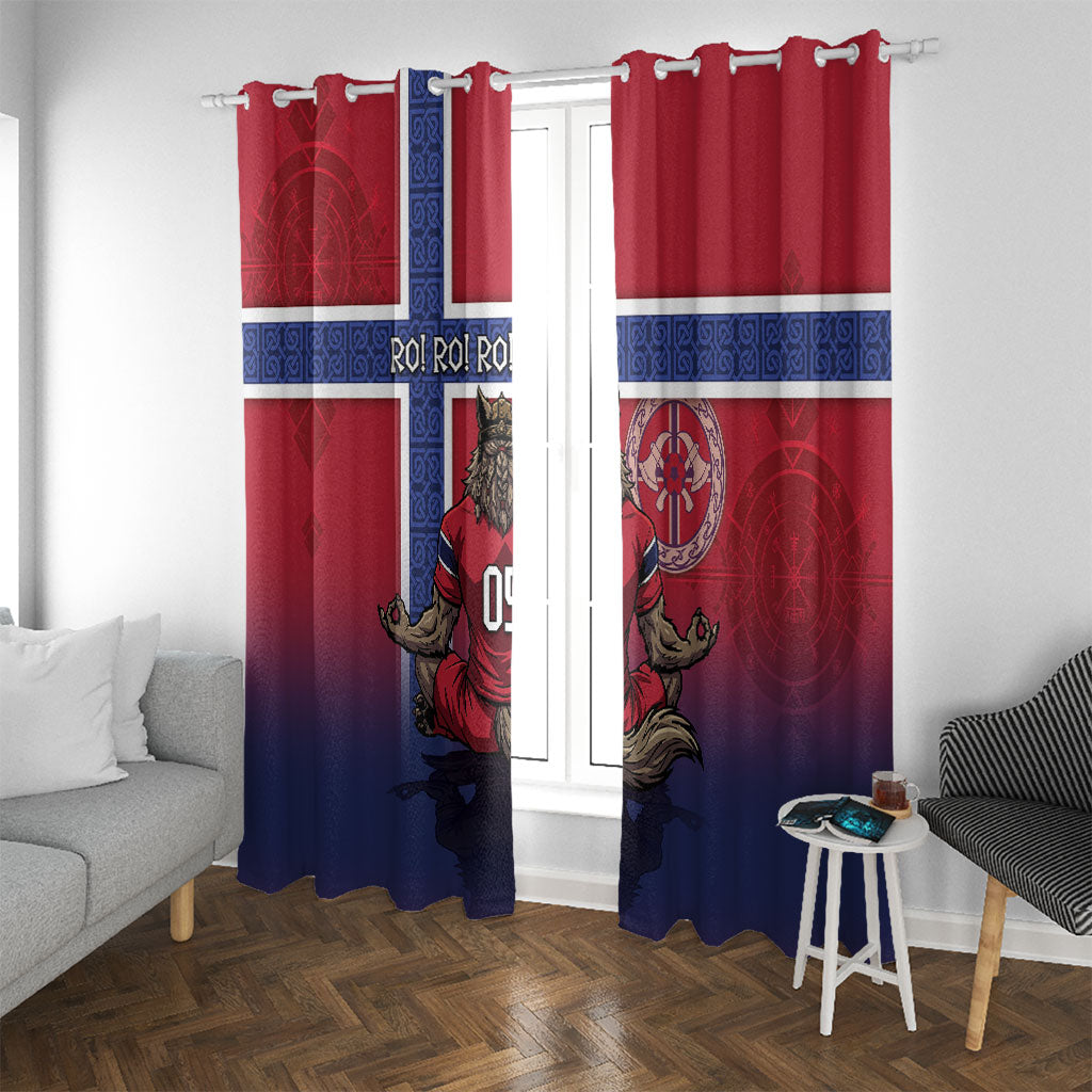 Custom Norway Football Window Curtain Ro Ro Meditating Viking Wolf