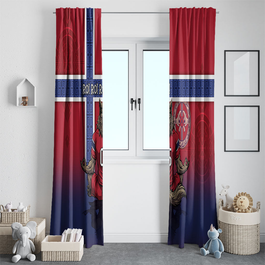Custom Norway Football Window Curtain Ro Ro Meditating Viking Wolf
