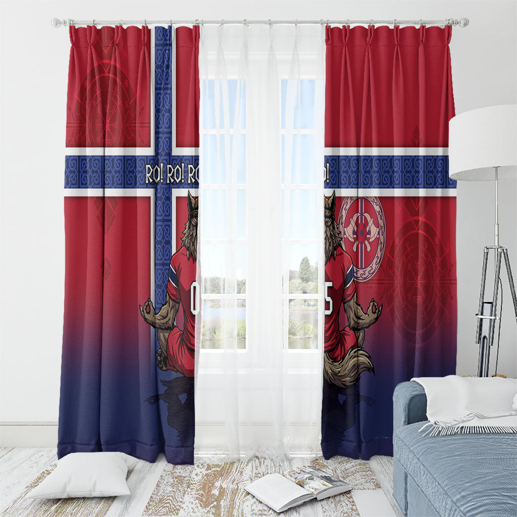 Custom Norway Football Window Curtain Ro Ro Meditating Viking Wolf