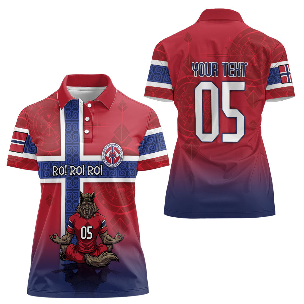 Custom Norway Football Women Polo Shirt Ro Ro Meditating Viking Wolf