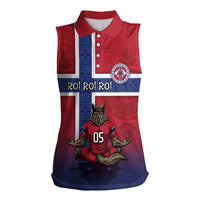 Custom Norway Football Women Sleeveless Polo Shirt Ro Ro Meditating Viking Wolf