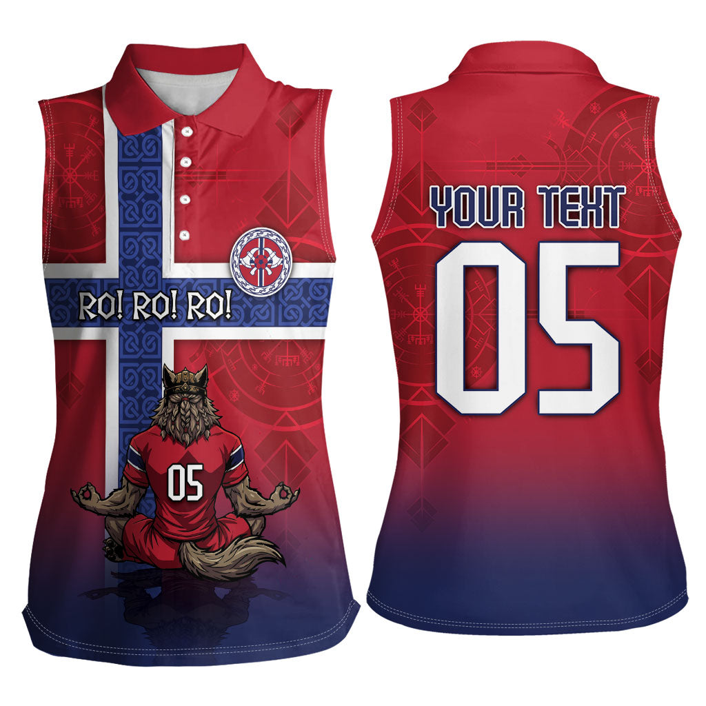Custom Norway Football Women Sleeveless Polo Shirt Ro Ro Meditating Viking Wolf