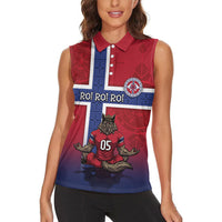 Custom Norway Football Women Sleeveless Polo Shirt Ro Ro Meditating Viking Wolf