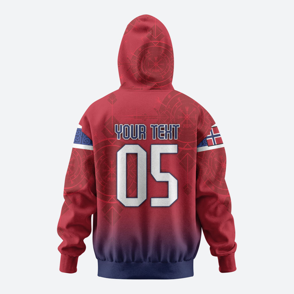 Custom Norway Football Zip Hoodie Ro Ro Meditating Viking Wolf