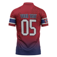 Custom Norway Football Zipper Polo Shirt Ro Ro Meditating Viking Wolf