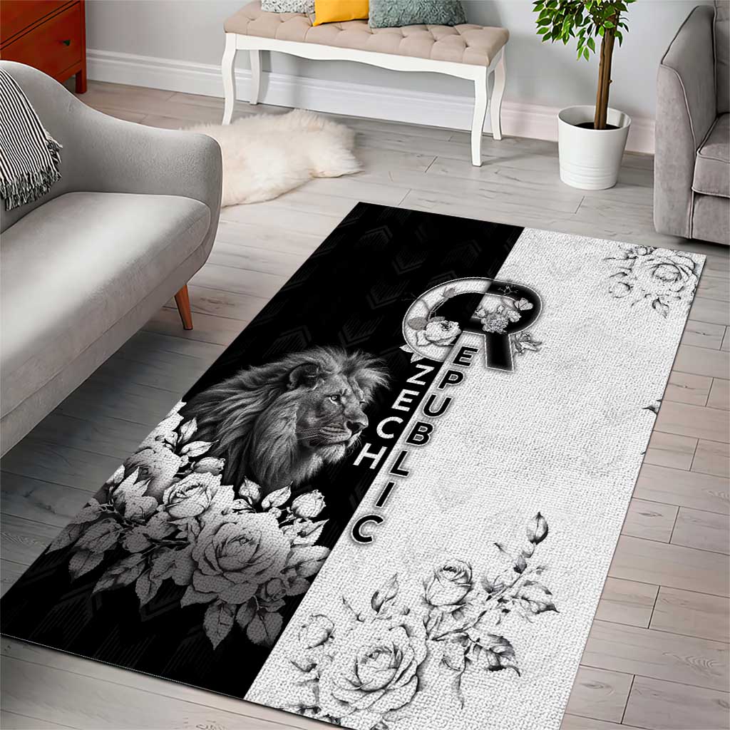 Czech Republic Area Rug White Lion With Rose - Wonder Print Shop