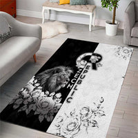 Czech Republic Area Rug White Lion With Rose - Wonder Print Shop
