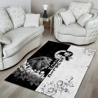 Czech Republic Area Rug White Lion With Rose - Wonder Print Shop