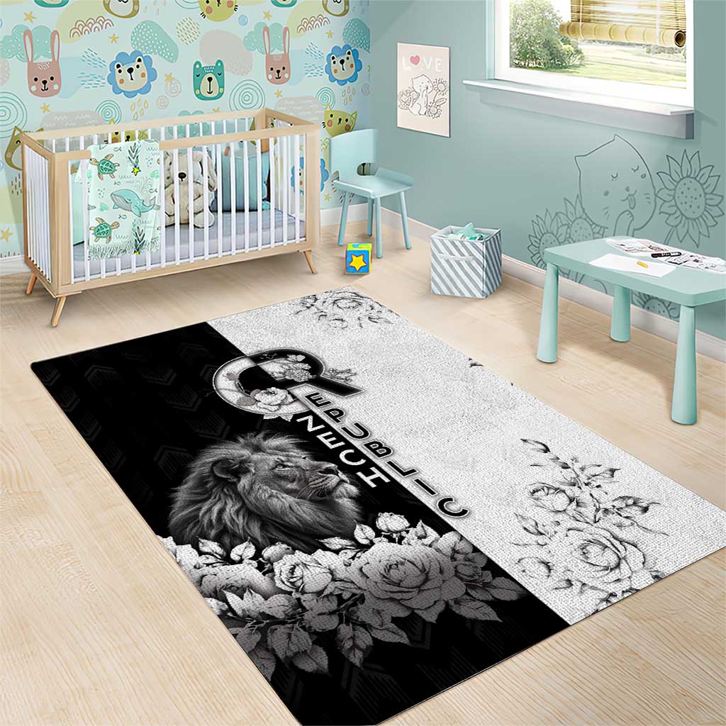 Czech Republic Area Rug White Lion With Rose - Wonder Print Shop