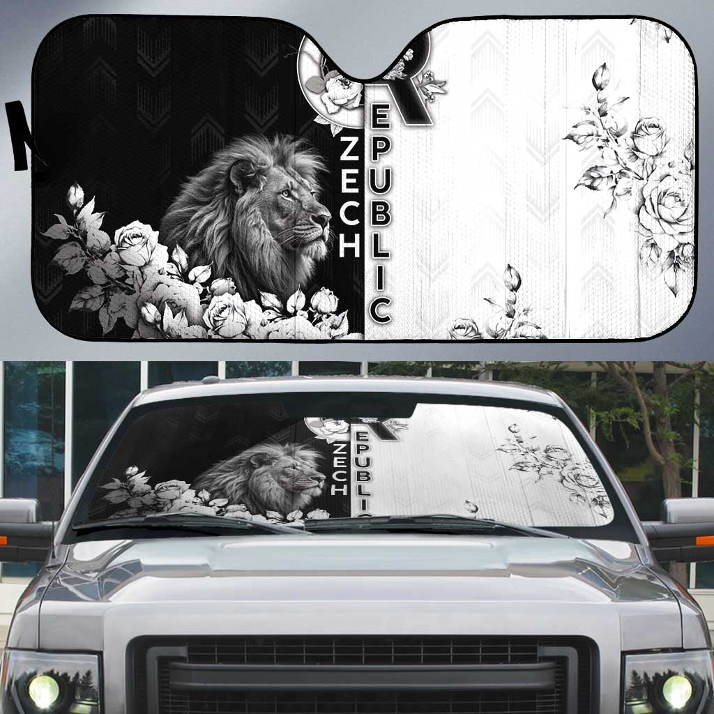 Czech Republic Auto Sun Shade White Lion With Rose - Wonder Print Shop