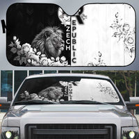 Czech Republic Auto Sun Shade White Lion With Rose - Wonder Print Shop