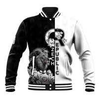 Czech Republic Baseball Jacket White Lion With Rose - Wonder Print Shop