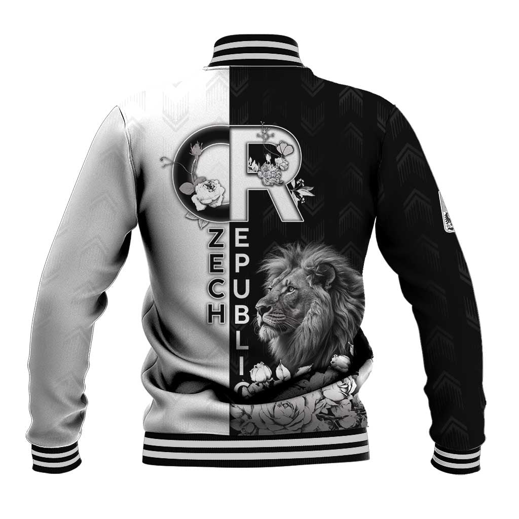 Czech Republic Baseball Jacket White Lion With Rose - Wonder Print Shop